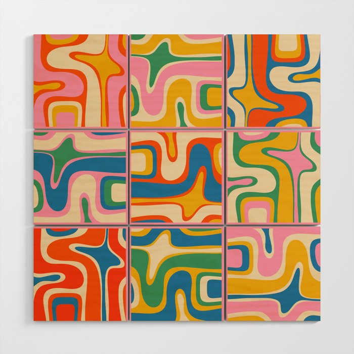 Street Art Colorful Retro Contemporary Abstract Pattern Wood Wall Art Gallery Image 1