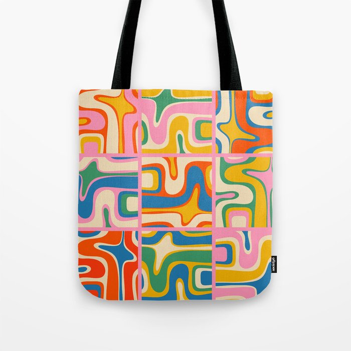 Street Art Colorful Retro Contemporary Abstract Pattern Tote Bag Gallery Image 1