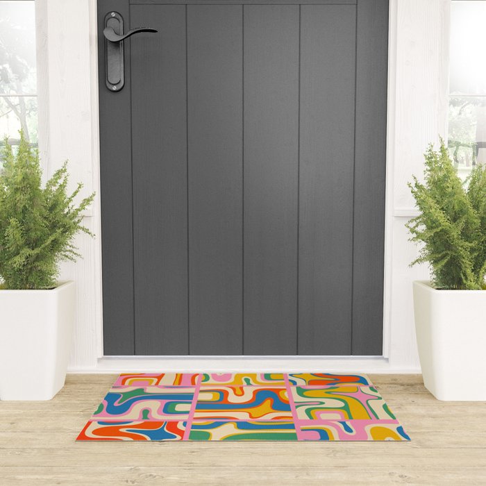 Street Art Colorful Retro Contemporary Abstract Pattern Welcome Mat Gallery Image 3