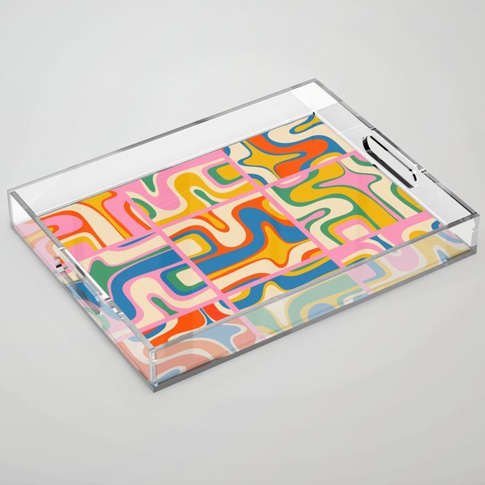Street Art Colorful Retro Contemporary Abstract Pattern Acrylic Tray Gallery Image 1