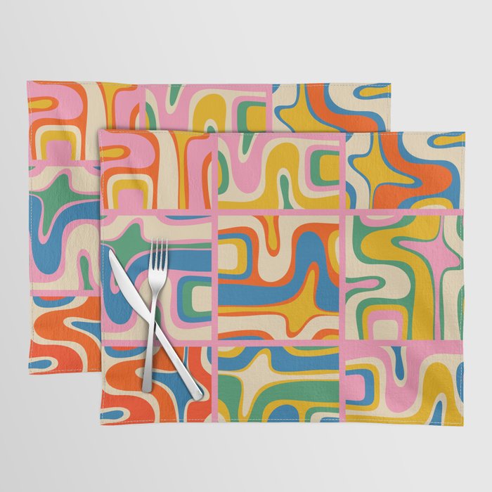 Street Art Colorful Retro Contemporary Abstract Pattern Placemat Gallery Image 1