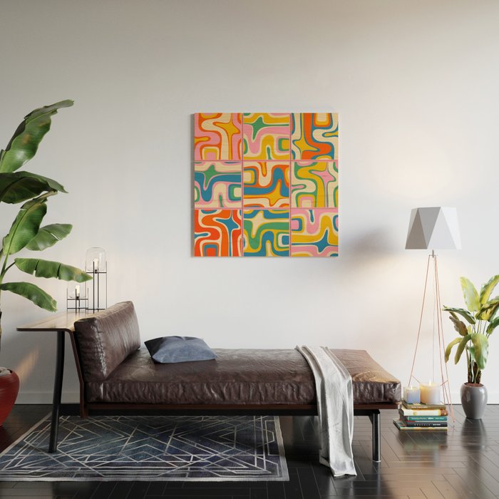 Street Art Colorful Retro Contemporary Abstract Pattern Wood Wall Art Gallery Image 2