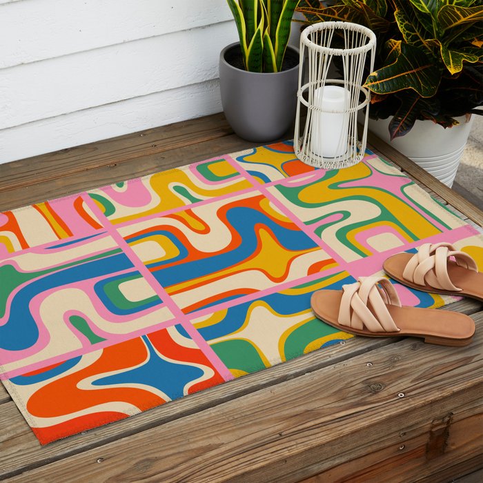 Street Art Colorful Retro Contemporary Abstract Pattern Outdoor Rug Gallery Image 2