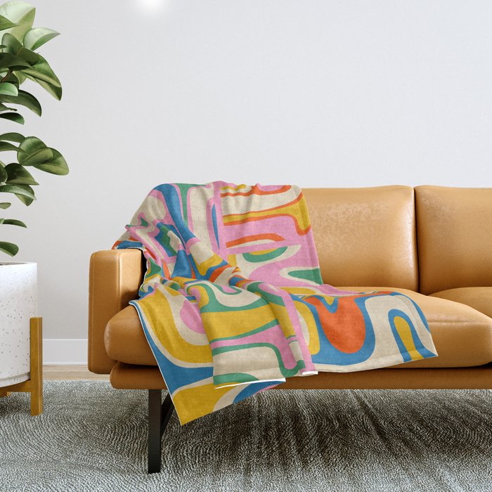 Street Art Colorful Retro Contemporary Abstract Pattern Throw Blanket Gallery Image 1