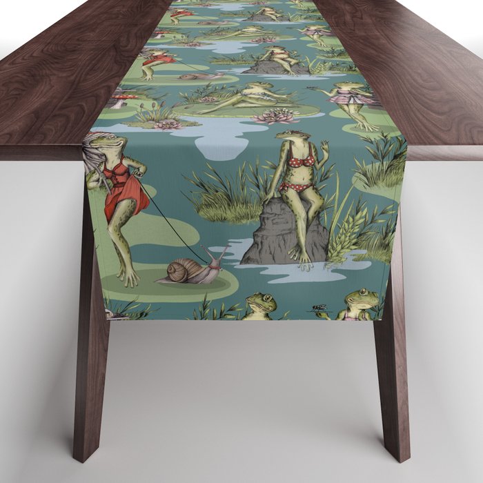 Vintage Pin-Up Girl Frogs Table Runner Gallery Image 1