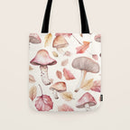 Fall Autumn Leaves and Mushroom Watercolor All Over Tote Bag Gallery Image 1