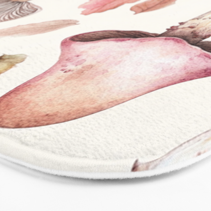 Fall Autumn Leaves and Mushroom Watercolor All Over Bath Mat Gallery Image 3