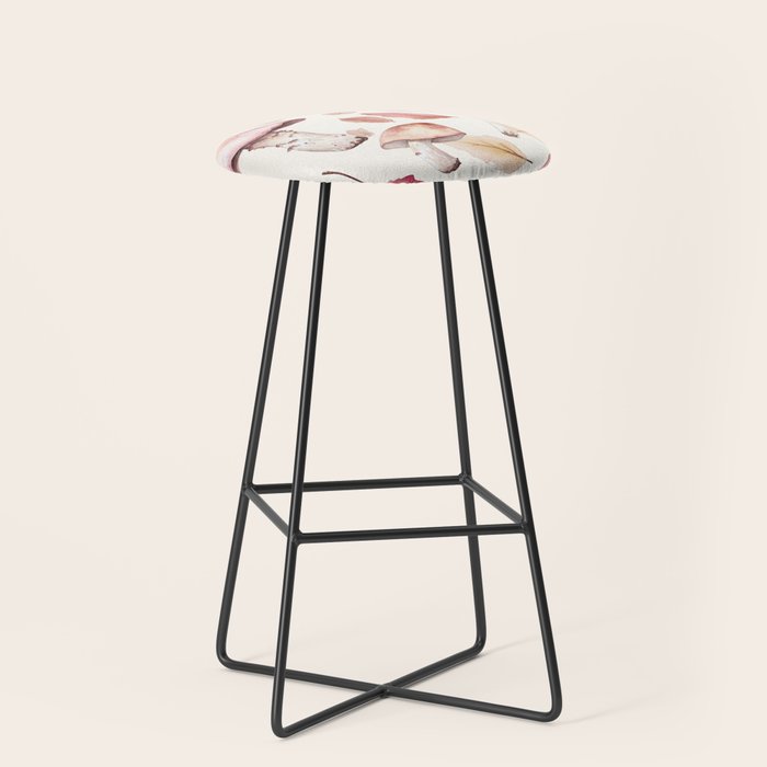 Fall Autumn Leaves and Mushroom Watercolor All Over Stool Gallery Image 1