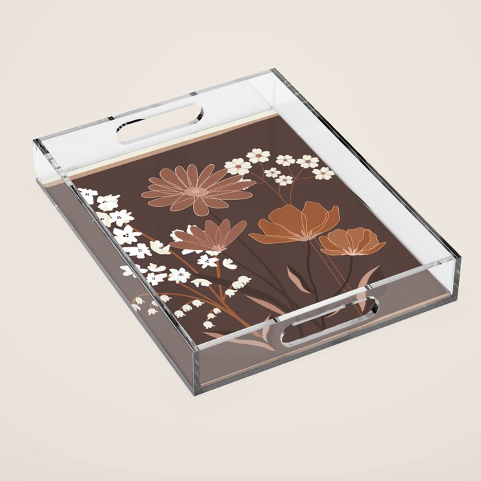Floral Mocha 1 Acrylic Tray Gallery Image 1