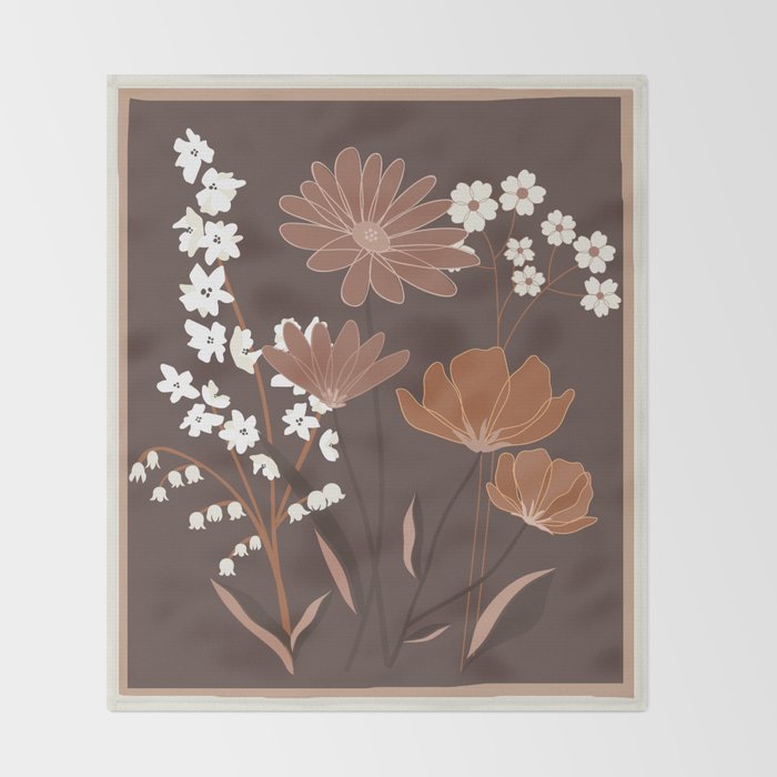Floral Mocha 1 Throw Blanket Gallery Image 2