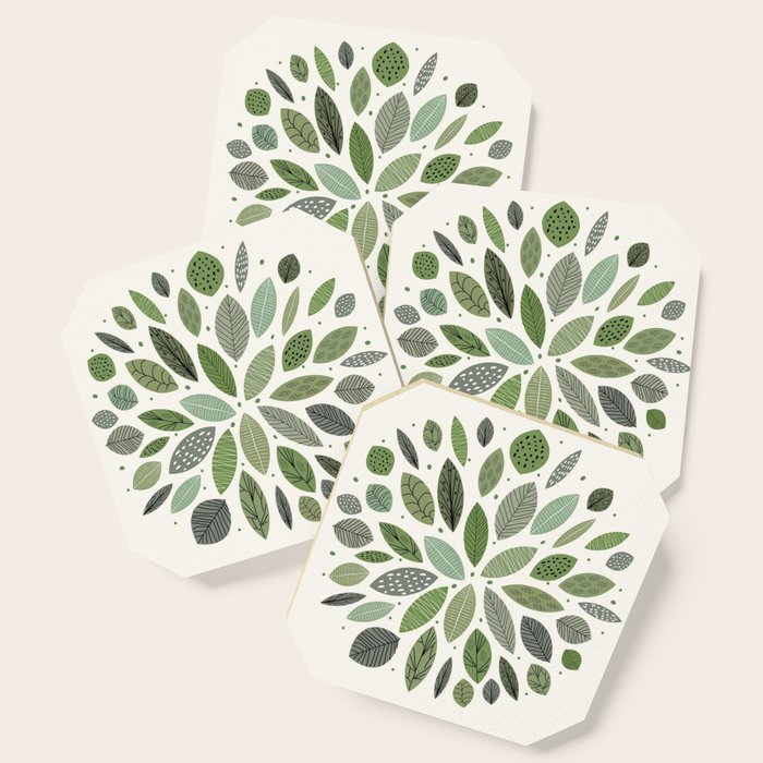 Mid-Century Green Leaves Coaster Gallery Image 1