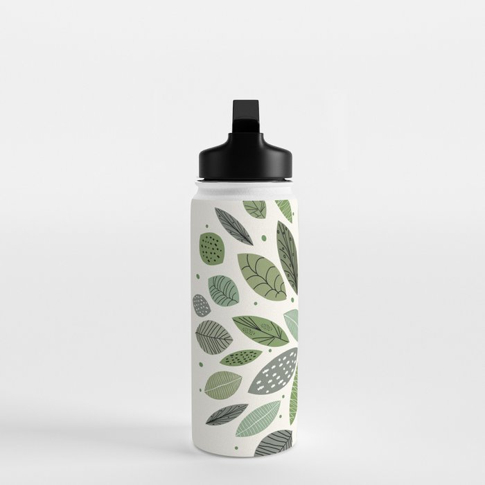 Mid-Century Green Leaves Water Bottle Gallery Image 3