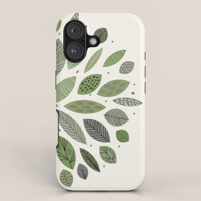 Mid-Century Green Leaves iPhone Case Gallery Image 1