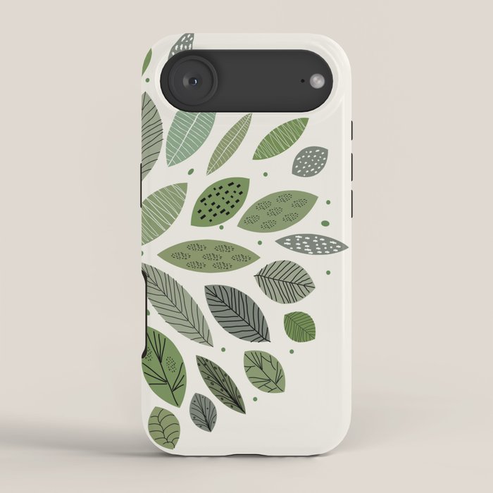 Mid-Century Green Leaves iPhone Case Gallery Image 2