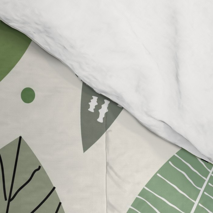 Mid-Century Green Leaves Comforter Gallery Image 4