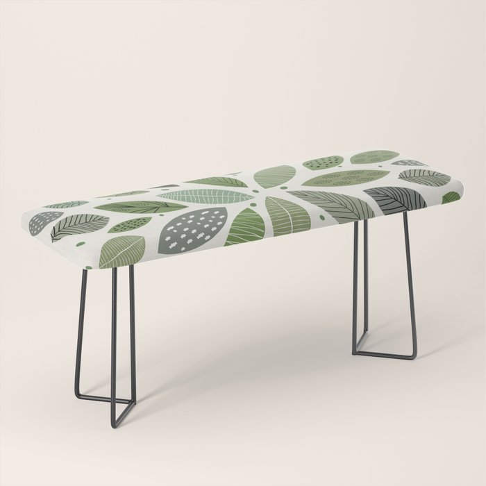 Mid-Century Green Leaves Bench Gallery Image 1