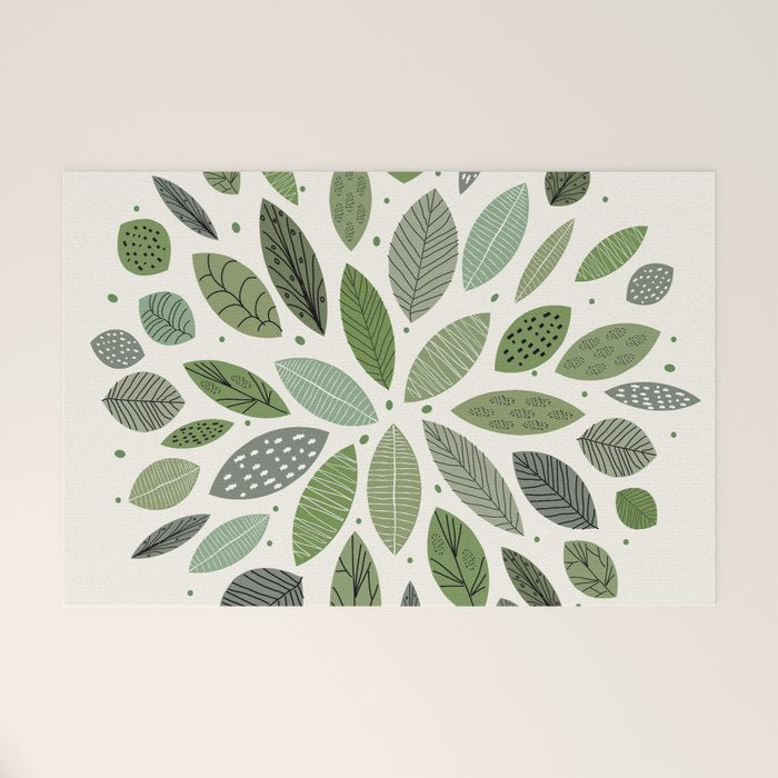 Mid-Century Green Leaves Welcome Mat Gallery Image 1
