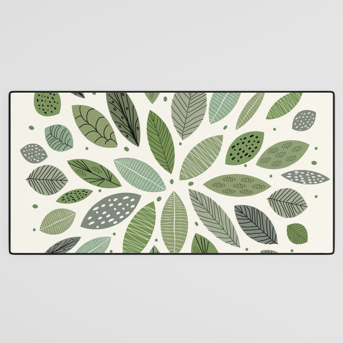Mid-Century Green Leaves Desk Mat Gallery Image 3
