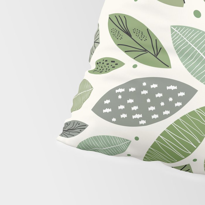 Mid-Century Green Leaves Pillow Sham Gallery Image 4
