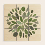Mid-Century Green Leaves Wood Wall Art Gallery Image 1