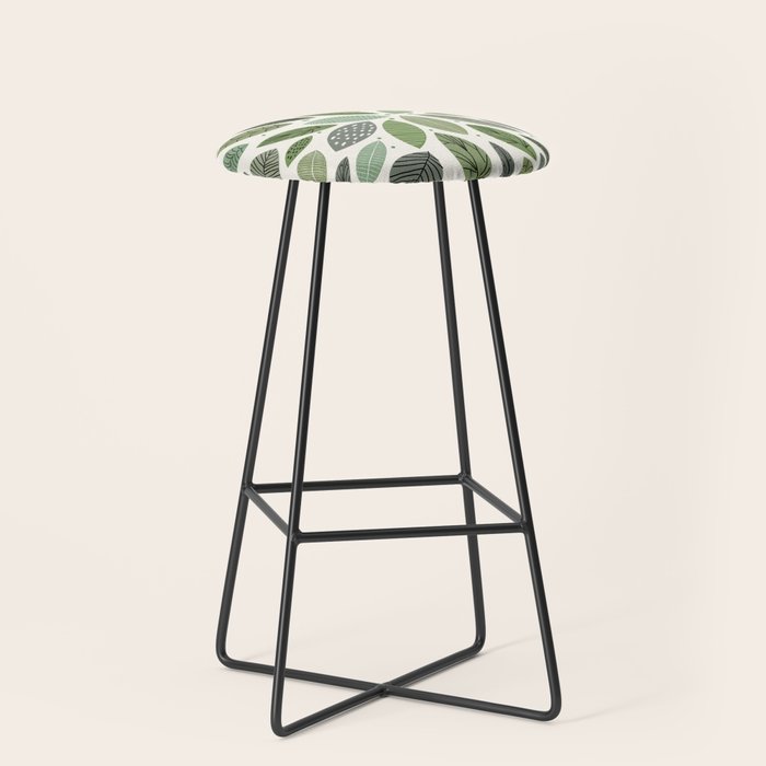 Mid-Century Green Leaves Stool