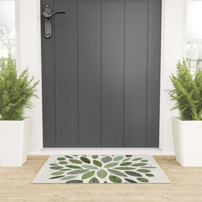 Mid-Century Green Leaves Welcome Mat Gallery Image 3