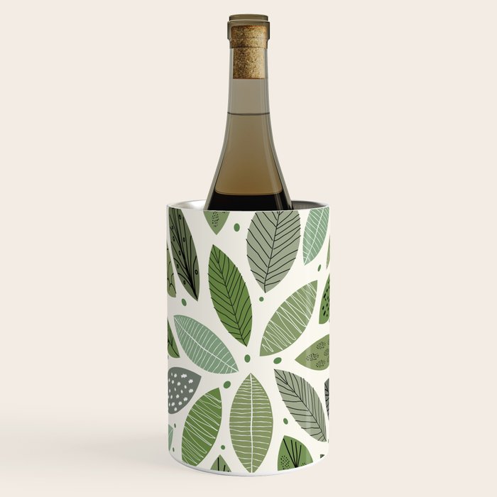 Mid-Century Green Leaves Wine Chiller Gallery Image 1