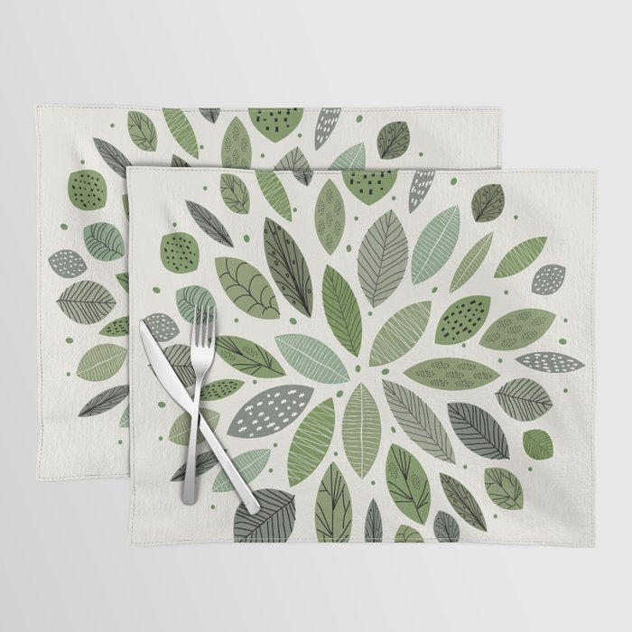 Mid-Century Green Leaves Placemat Gallery Image 1