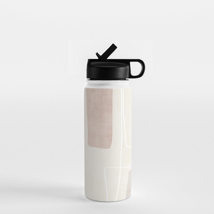 Minimalist Neutral Abstract Artwork Water Bottle Gallery Image 1