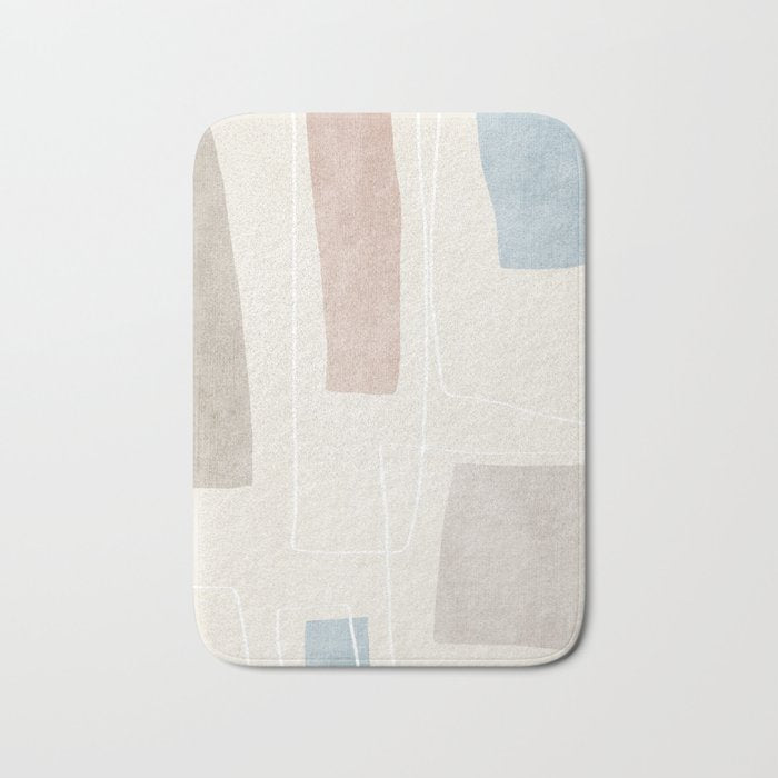 Minimalist Neutral Abstract Artwork Bath Mat Gallery Image 1