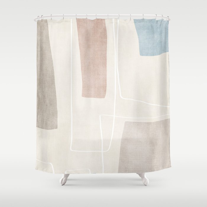 Minimalist Neutral Abstract Artwork Shower Curtain Gallery Image 1