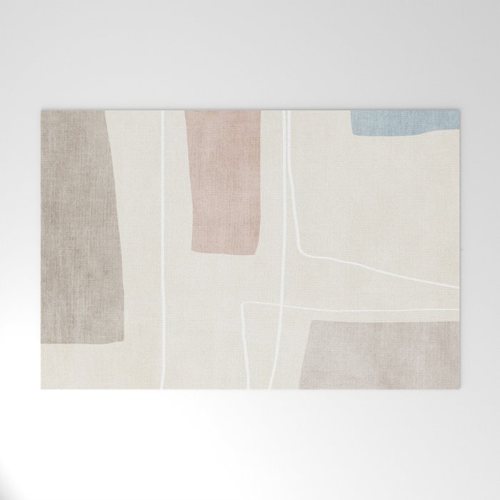 Minimalist Neutral Abstract Artwork Welcome Mat Gallery Image 1