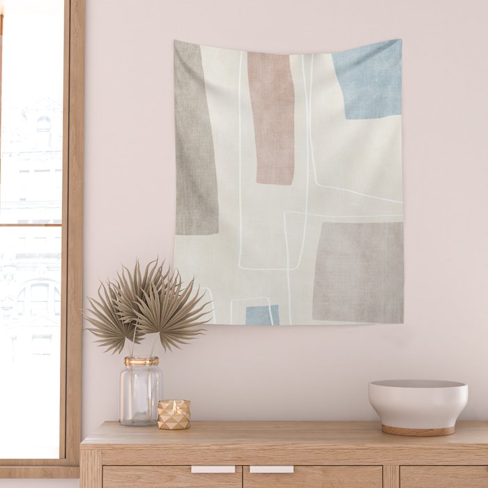 Minimalist Neutral Abstract Artwork Wall Tapestry Gallery Image 2
