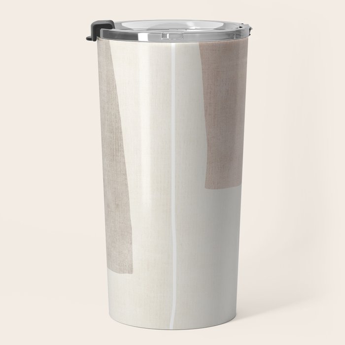 Minimalist Neutral Abstract Artwork Travel Mug Gallery Image 3