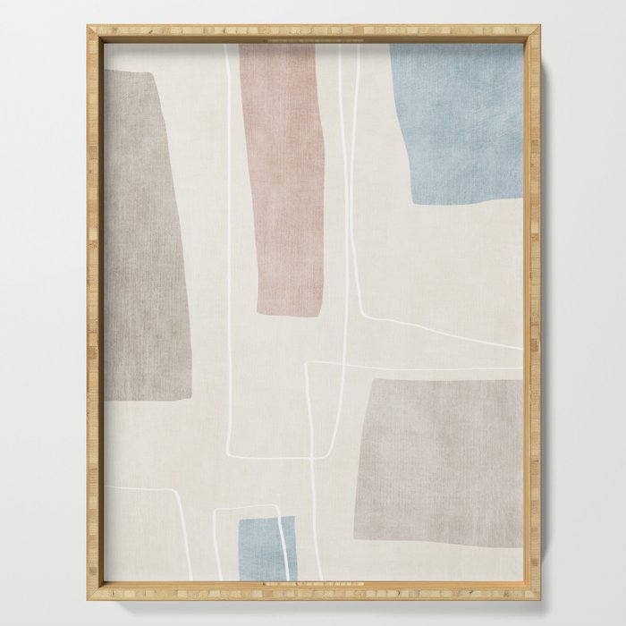 Minimalist Neutral Abstract Artwork Serving Tray Gallery Image 1