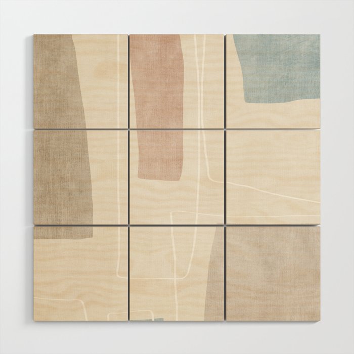 Minimalist Neutral Abstract Artwork Wood Wall Art Gallery Image 1