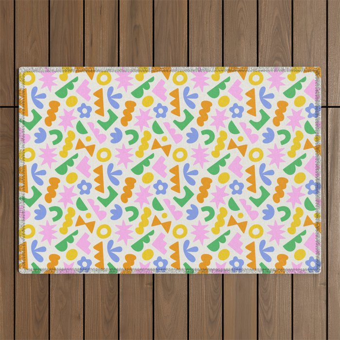 Colorful abstract organic shape patern Outdoor Rug Gallery Image 1