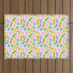 Colorful abstract organic shape patern Outdoor Rug Gallery Image 1