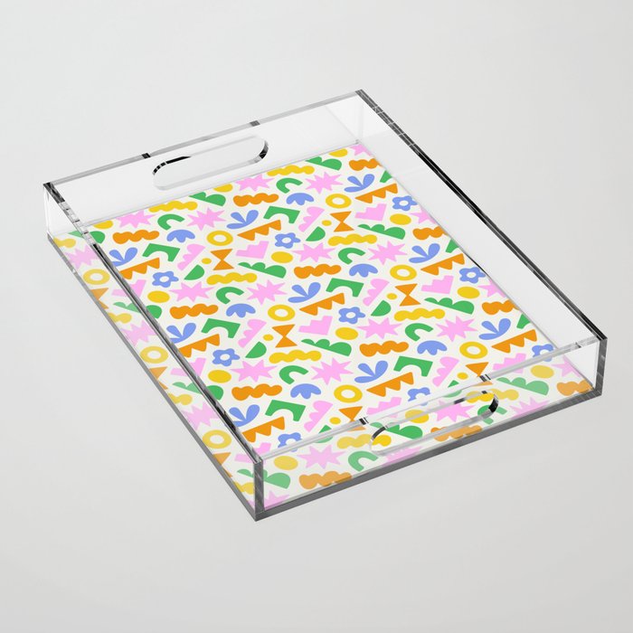 Colorful abstract organic shape patern Acrylic Tray Gallery Image 1