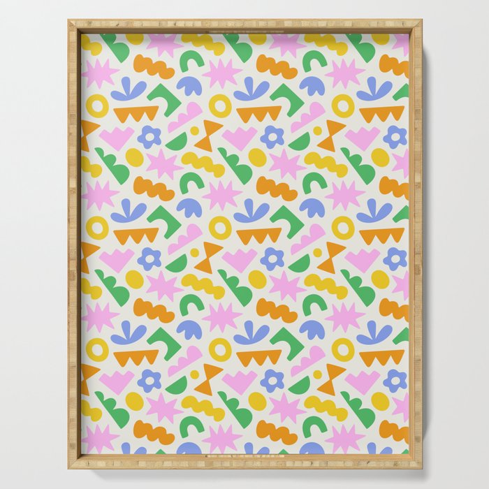 Colorful abstract organic shape patern Serving Tray Gallery Image 1