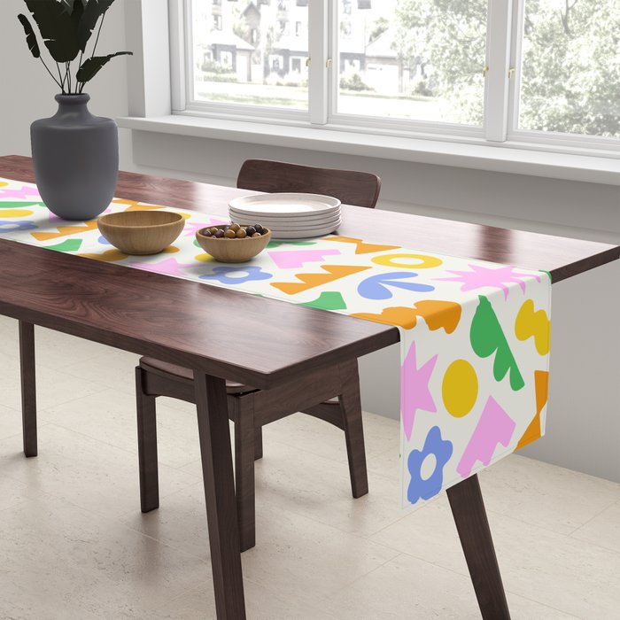 Colorful abstract organic shape patern Table Runner Gallery Image 2