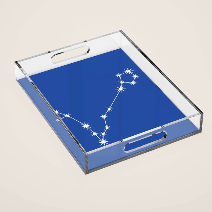 Pisces Zodiac Star Constellation Line Art Vibrant Blue Acrylic Tray Gallery Image 1