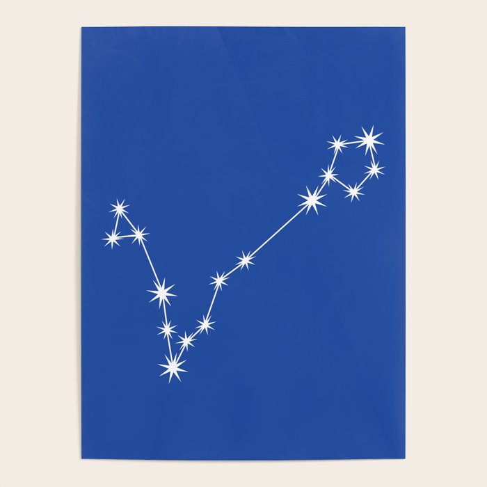 Pisces Zodiac Star Constellation Line Art Vibrant Blue Poster Gallery Image 4