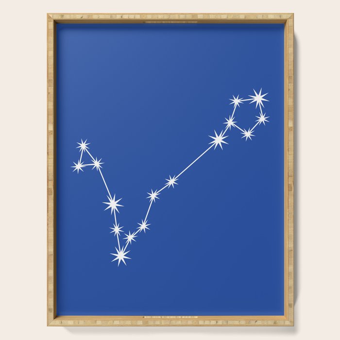 Pisces Zodiac Star Constellation Line Art Vibrant Blue Serving Tray Gallery Image 1