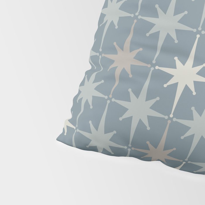 Midcentury Modern Atomic Starburst Pattern in Light Neutral Blue Gray Tones Pillow Sham Gallery Image 4
