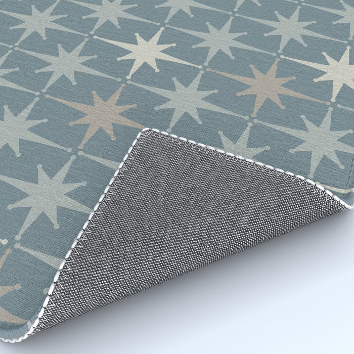 Midcentury Modern Atomic Starburst Pattern in Light Neutral Blue Gray Tones Rug Gallery Image 4