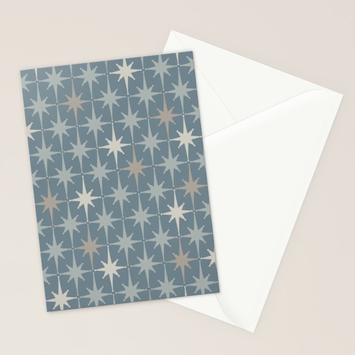 Midcentury Modern Atomic Starburst Pattern in Light Neutral Blue Gray Tones Stationery Card Gallery Image 2