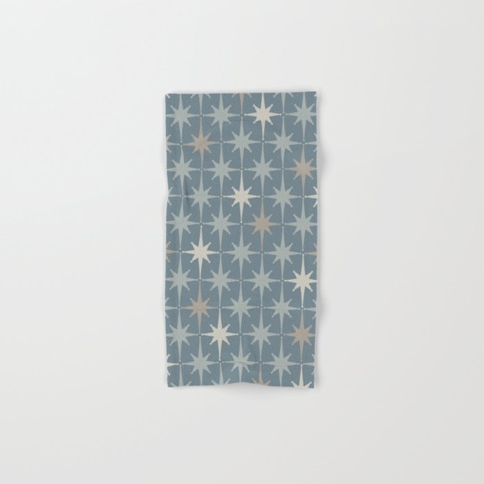 Midcentury Modern Atomic Starburst Pattern in Light Neutral Blue Gray Tones Bath Towel Gallery Image 1