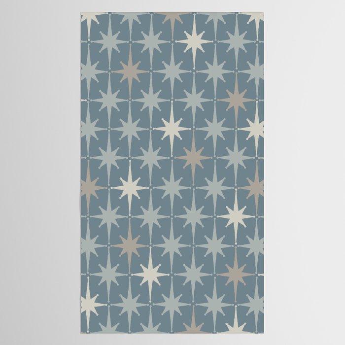 Midcentury Modern Atomic Starburst Pattern in Light Neutral Blue Gray Tones Tablecloth Gallery Image 2
