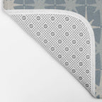 Midcentury Modern Atomic Starburst Pattern in Light Neutral Blue Gray Tones Bath Mat Gallery Image 2